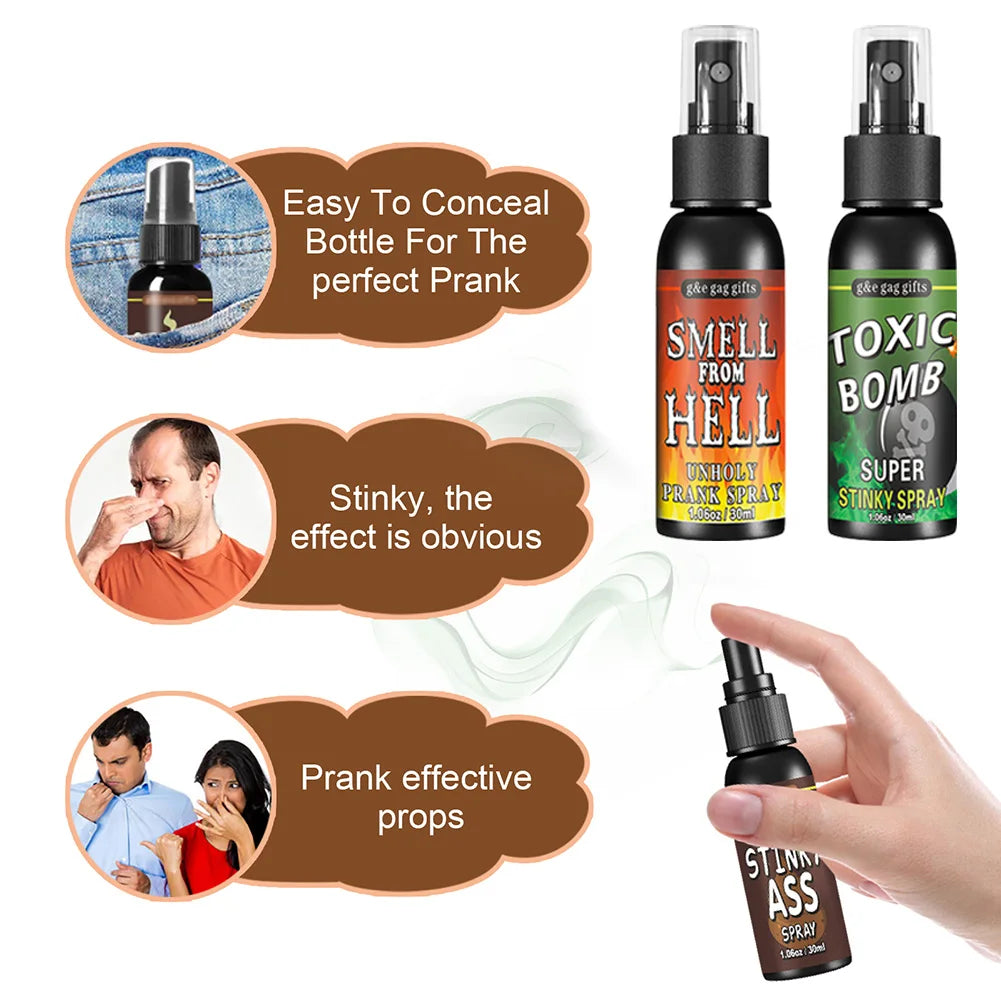 1-5pcs 30ml Fart Gag Spray Prank Joke Plastic Smelly Stinky Gags Party Supplies Spray Can Stink Non Toxic for Halloween