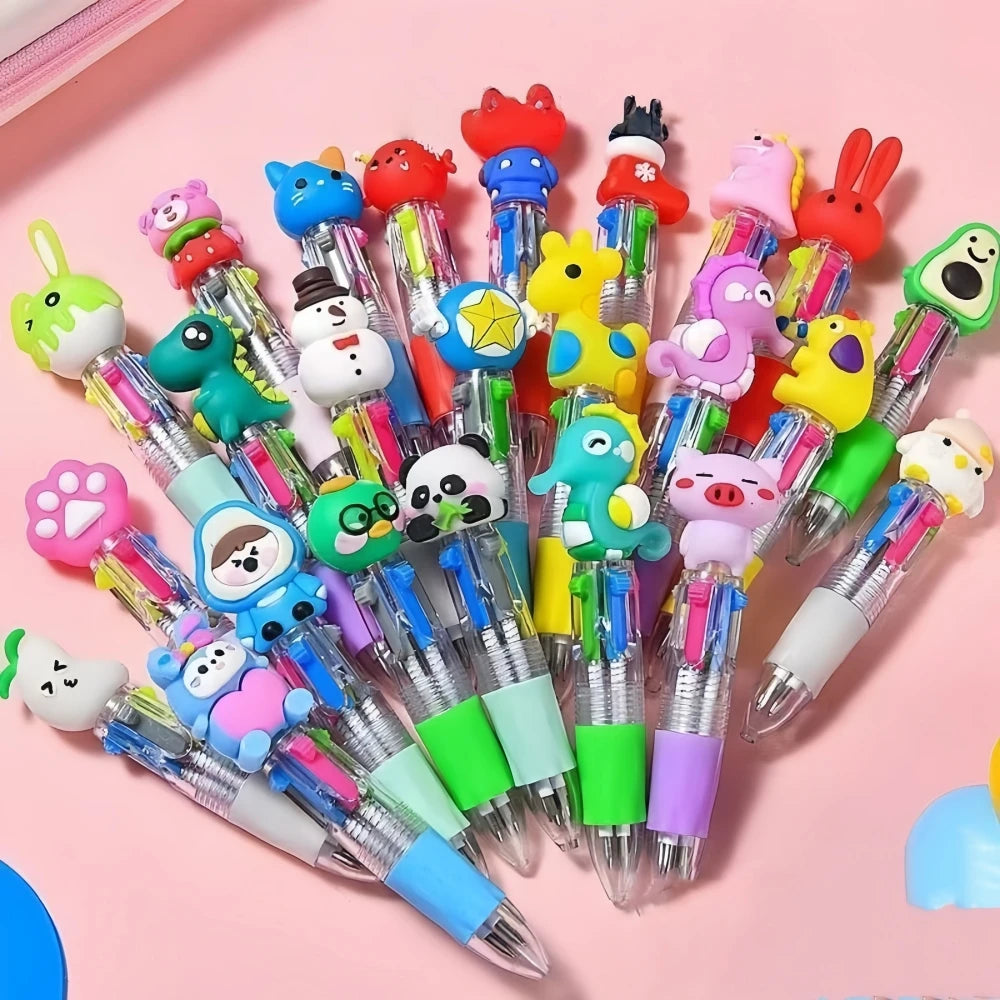 5-30 Pcs Cute Cartoon Four-color Pen for Kids Birthday Kindergarten Home-school Carnival Christmas Boys and Girls Gift Rewards
