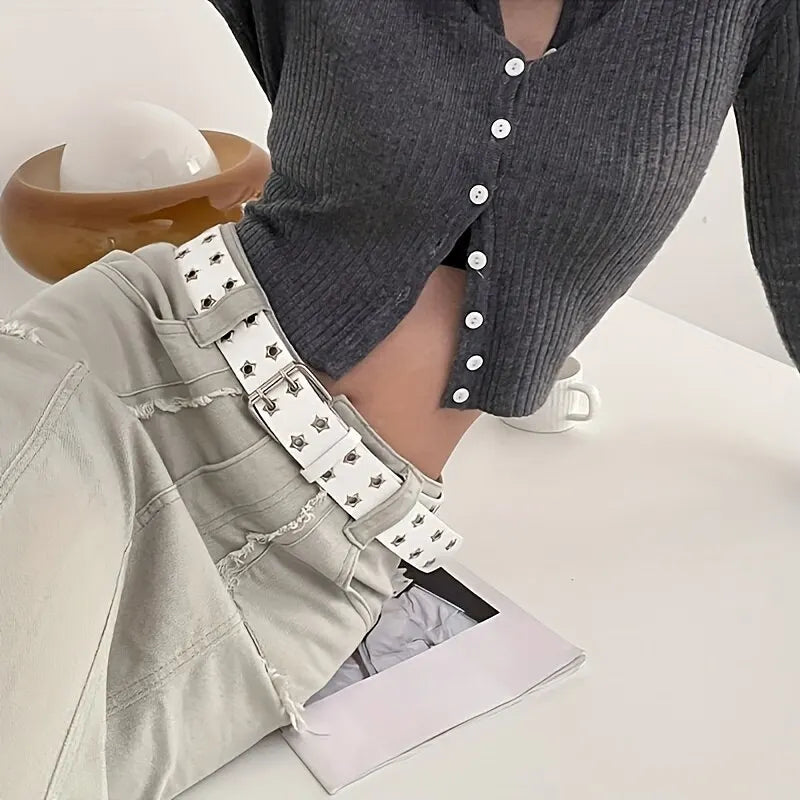 Women Hollow Out Punk Style Fashion Belt With Star Hollow Decor, Casual Fall, Autumn, Halloween