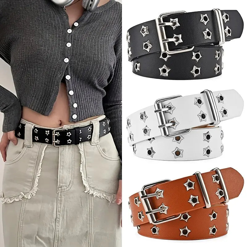 Women Hollow Out Punk Style Fashion Belt With Star Hollow Decor, Casual Fall, Autumn, Halloween