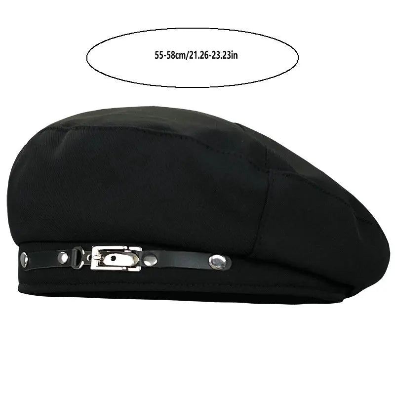 Chic Vintage-Inspired Beret Cap For Women - Lightweight Cotton, Adjustable Drawstring Closure, Perfect For Fall & Winter