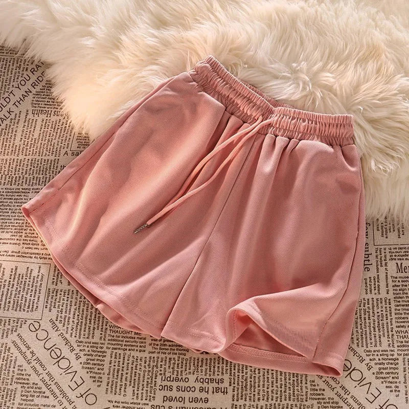 Women Solid Color Casual Shorts 2026 Summer New Outwear Fitness Running Breathable Comfortable Drawstring Waist Beach Shorts