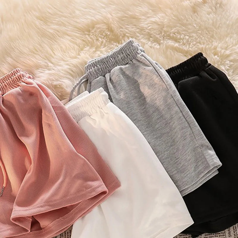 Women Solid Color Casual Shorts 2026 Summer New Outwear Fitness Running Breathable Comfortable Drawstring Waist Beach Shorts