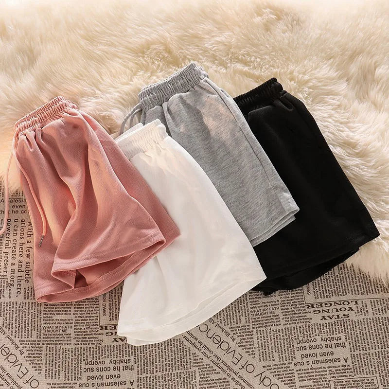 Women Solid Color Casual Shorts 2026 Summer New Outwear Fitness Running Breathable Comfortable Drawstring Waist Beach Shorts