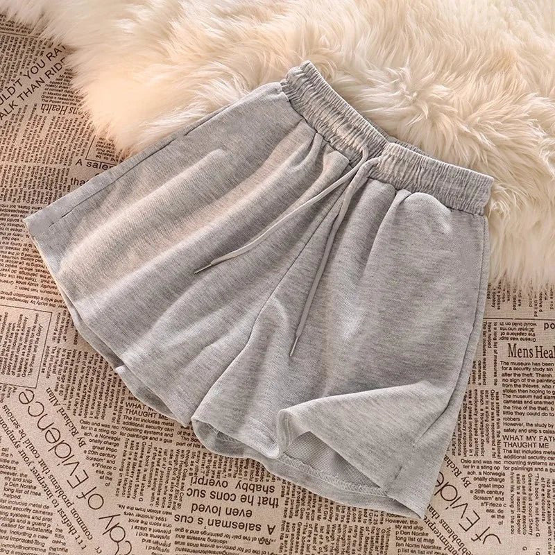 Women Solid Color Casual Shorts 2026 Summer New Outwear Fitness Running Breathable Comfortable Drawstring Waist Beach Shorts