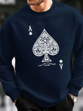 Men's autumn and winter fashionable casual loose fashion Poker A printed pullover long sleeved warm round neck sweatshirt