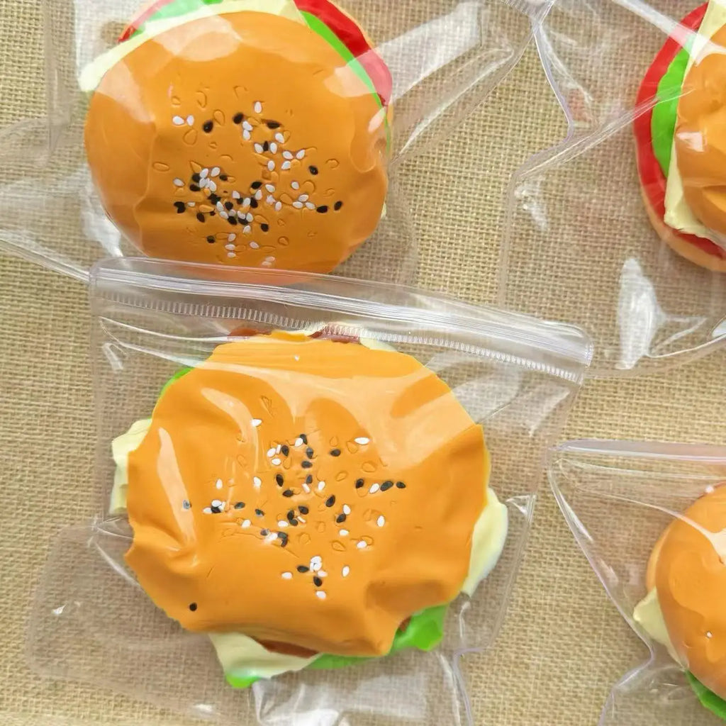 Silicone Hamburger Food Squeeze Toys for Adult Soft Pinch Slow Rebound Squishy Toys  Fidget Toys for Stress Relief