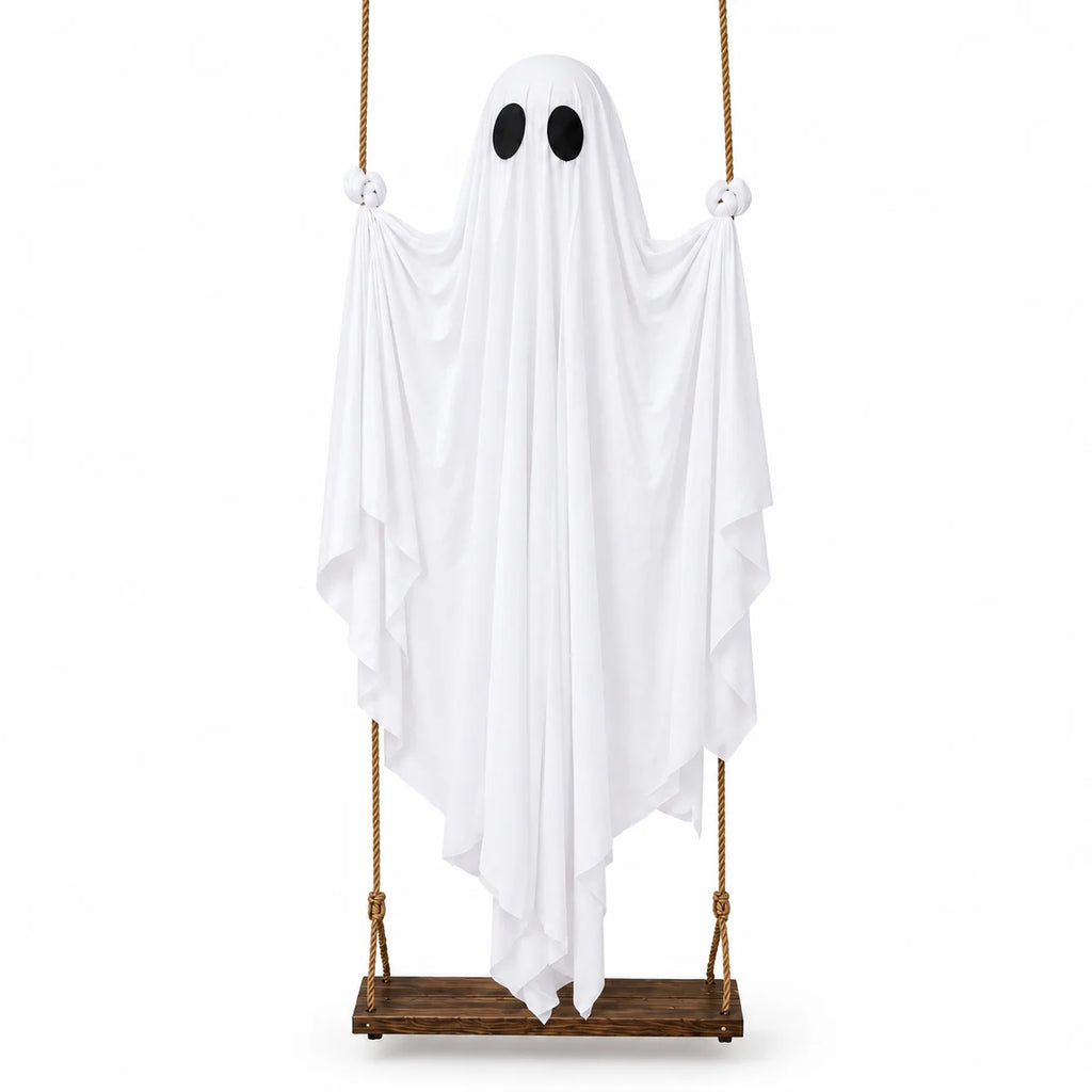 Halloween Swing Ghost Decoration Large Hanging White Ghost Outdoor Porch Yard Garden Party Decor