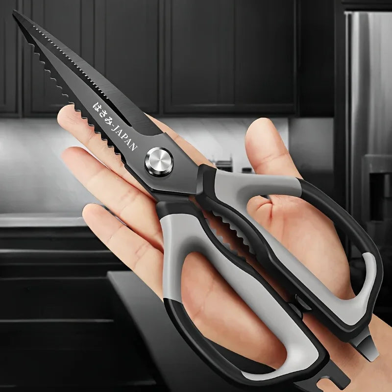 Stainless steel kitchen Scissors Black Titanium Chicken Bones Scissors Bottle Opener, Multifunctional Kitchen Tools