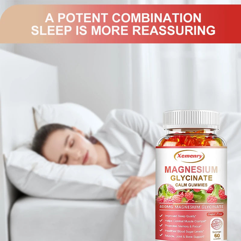 Magnesium Glycinate Gummies Calm Relieves Stress Support Sleep Support Memory Concentration & Muscle Spasms