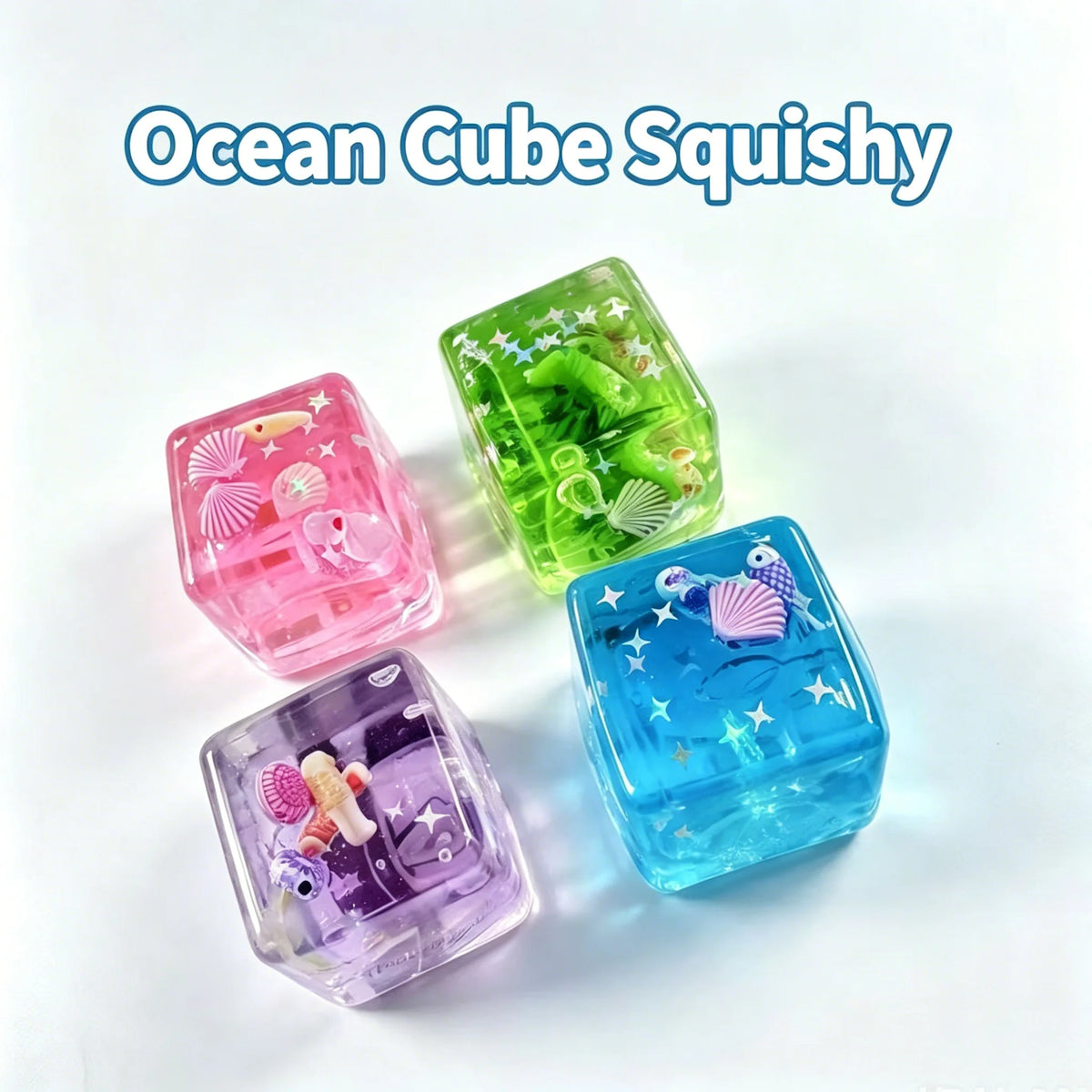 Squishy Stress Toy Cube Ocean Sensory Fidget Toy Slow Rise Squishy Toys for Kids and Adults Squeeze Relax Gift