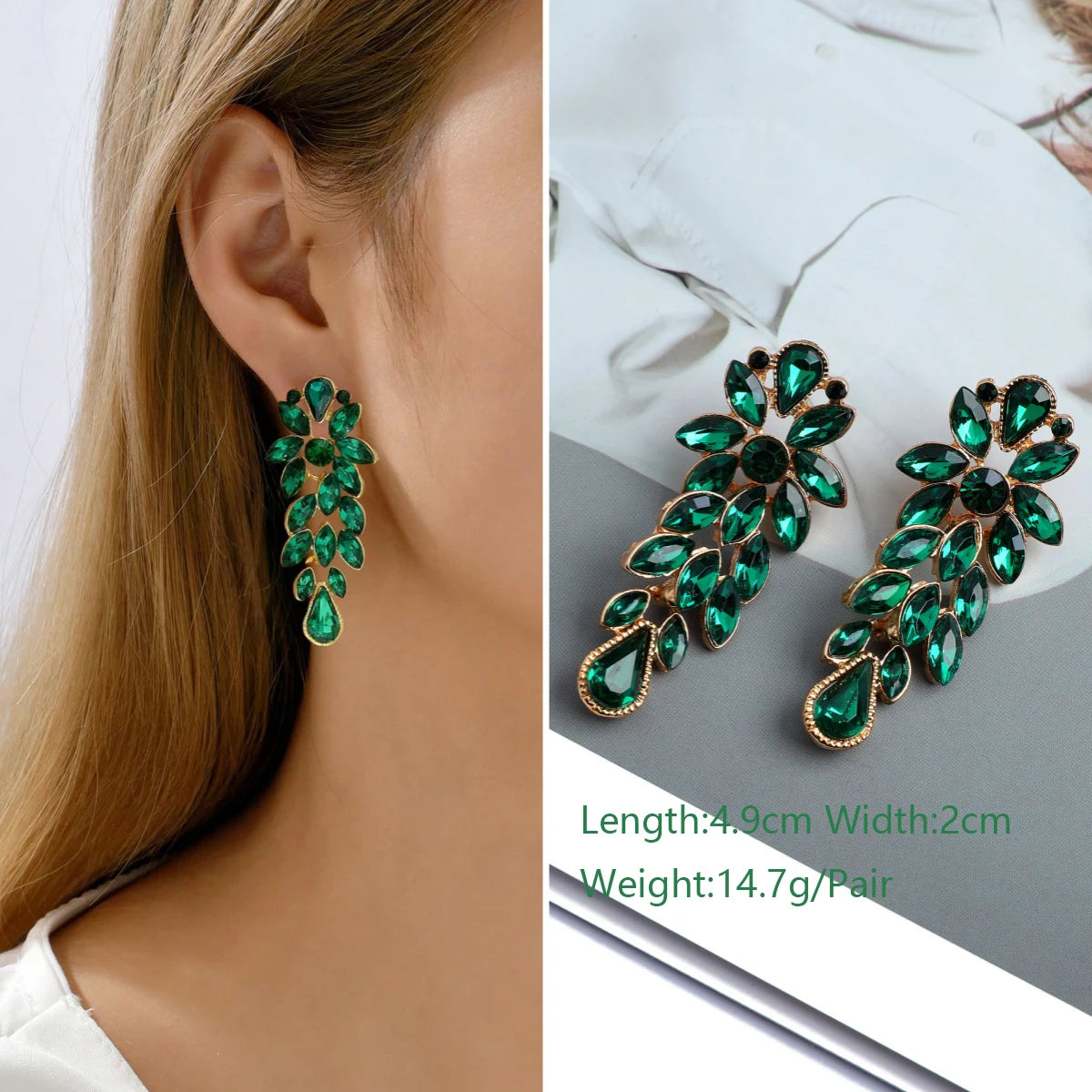 1 Pair Elegant Luxury Rhinestone Floral Earrings Women's Vintage Jewelry Party Prom Banquet Formal Accessories