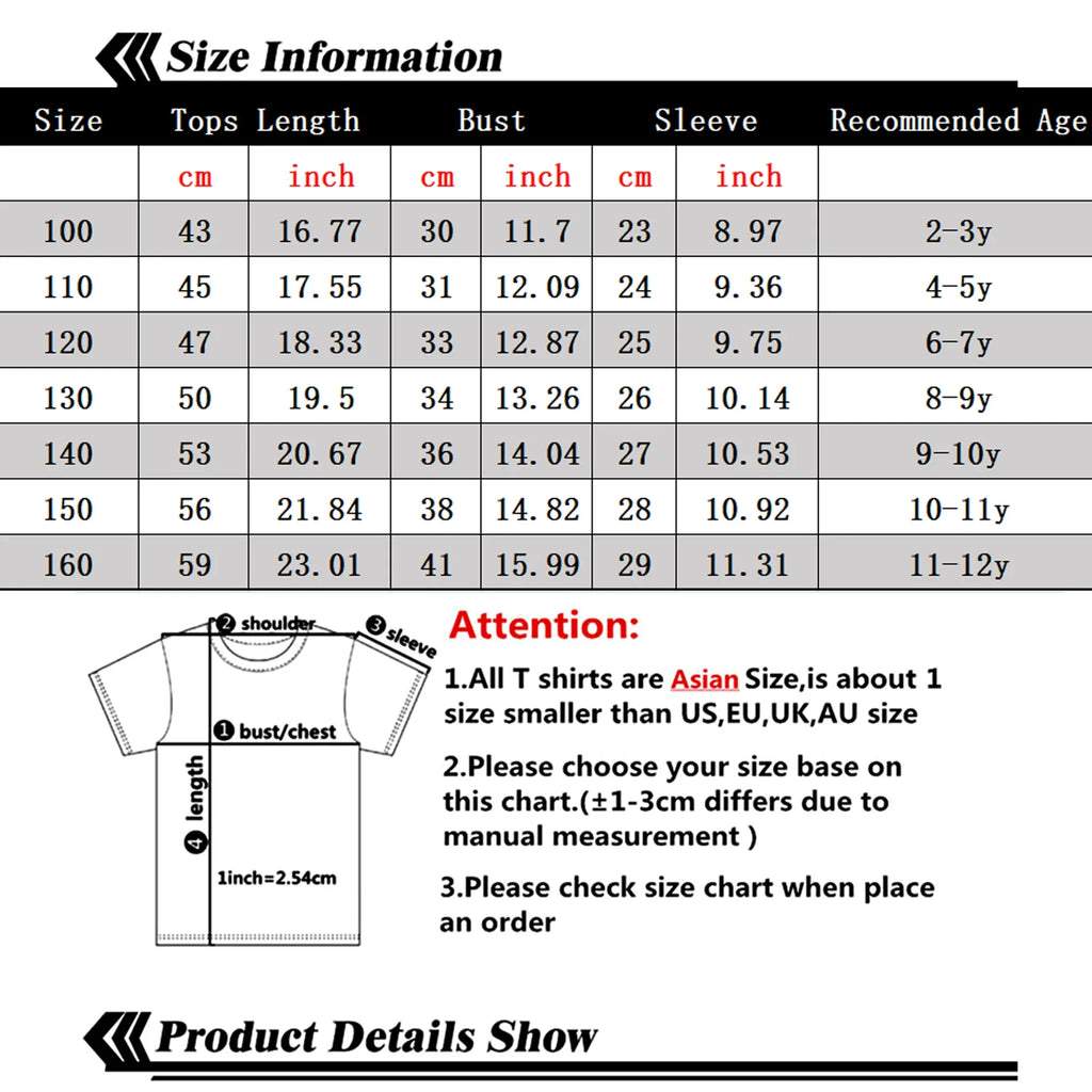 Italian Brainrot Colorful Shirt Summer Short Sleeve T-Shirt Boy Cute Clothes Kid Cotton Anime Tops Cartoon Digital Baby Tee Gift