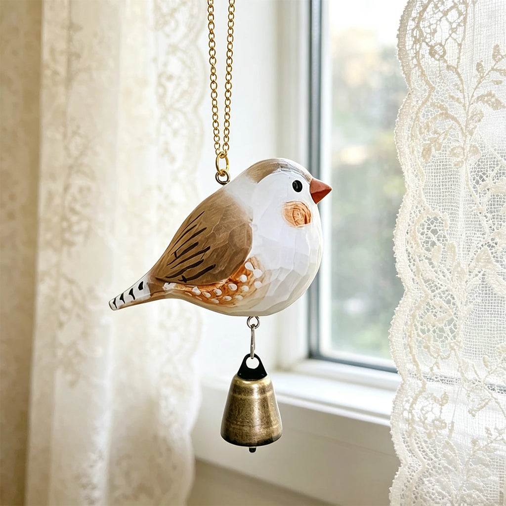 1Pc Hanging Wind Chime, Unique Hand-Carved Wooden Bird Statue Ornament, Painted Wooden Bird Sculpture, Home Decoration, Hanging Decoration, Outdoor Garden Decoration, Exquisite Craftsmanship, Unique Holiday Gift, Thanksgiving