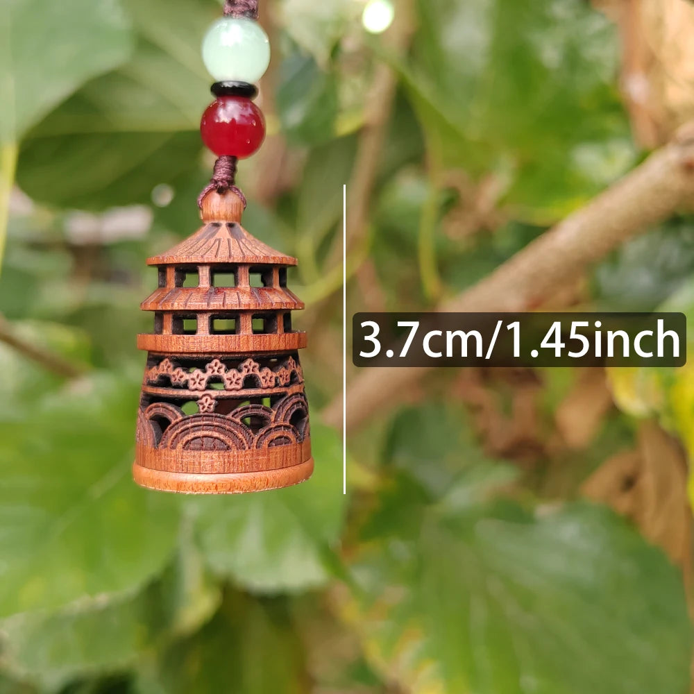1.4 Inch Wooden Heaven Temple Incense Diffuser Pendant, Hand-Carved, Chinese Style, Classical Style, Suitable for Keychains, Home Decorations, Bedroom Decorations, Holiday Decorations, Back-To-School Season Gifts, Christmas G