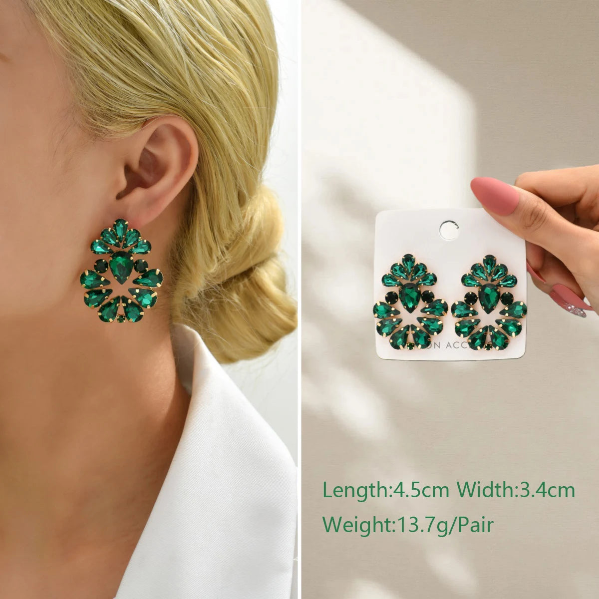 1 Pair Elegant Luxury Rhinestone Floral Earrings Women's Vintage Jewelry Party Prom Banquet Formal Accessories