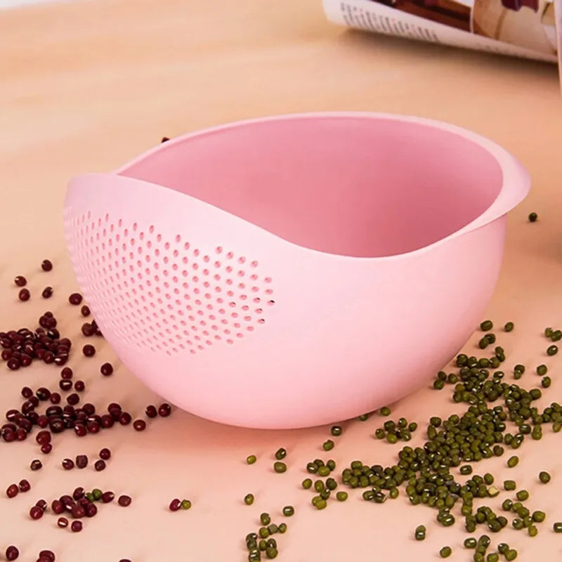 1PC Fruit Bowl Washing Drain Basket Rice Bowl Drain Basket with Handle Washing Basket Home Kitchen Organizer
