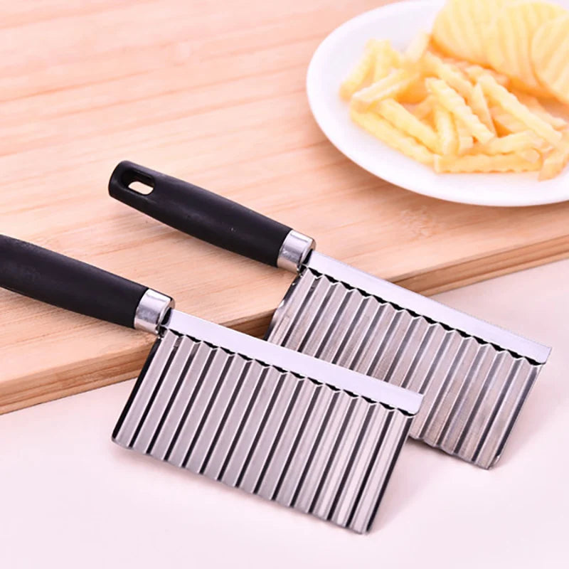 Potato Cutter Stainless Steel Wavy Knife Potato Chip Slicer Dough Vegetable Fruit Chopper Fry Maker Tools Kitchen Gadgets