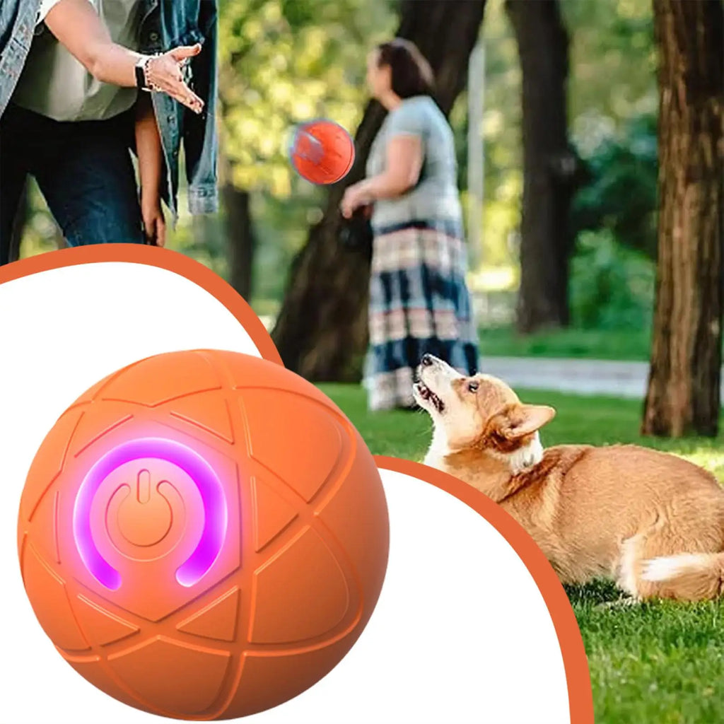 Electric Rolling Ball Dog Toy Vibrating Rolling Puppy Ball Smart Interactive Pet Toy Ball with LED Light USB Charging Rolling