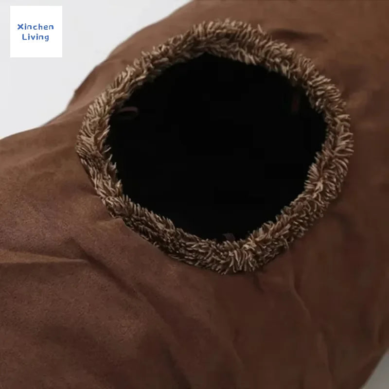 Cat Tunnel Foldable Large Brown Suede Interactive Pet Toy With Peepholes Bubble Ball Indoor Outdoor Collapsible Hot New