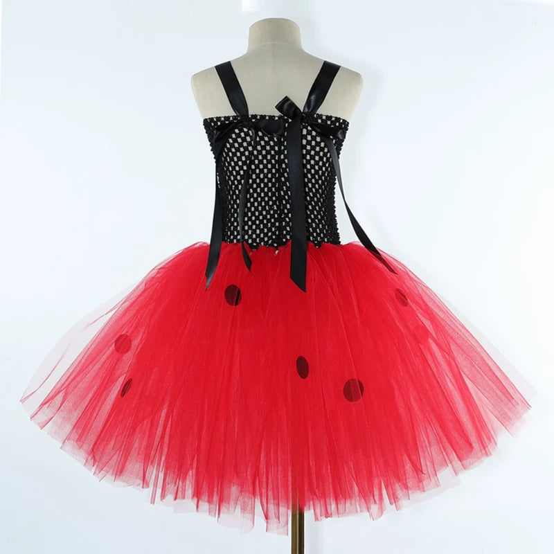 Girls for Halloween Birthday Party Dress Up Clothes Ladybug Costume  Toddler Kids Ladybird Lady Bug Tutu Dress with Beetle Wings