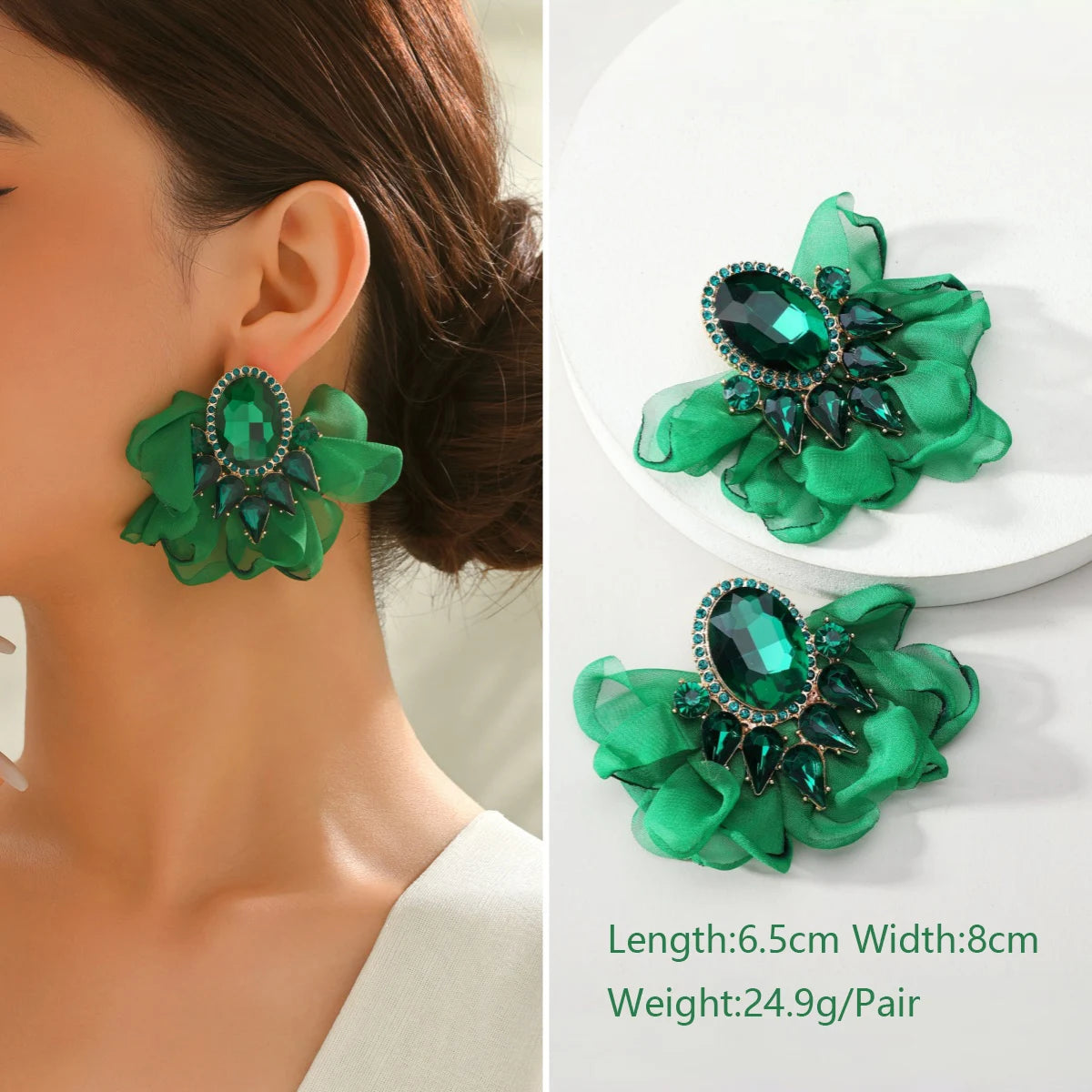 1 Pair Elegant Luxury Rhinestone Floral Earrings Women's Vintage Jewelry Party Prom Banquet Formal Accessories