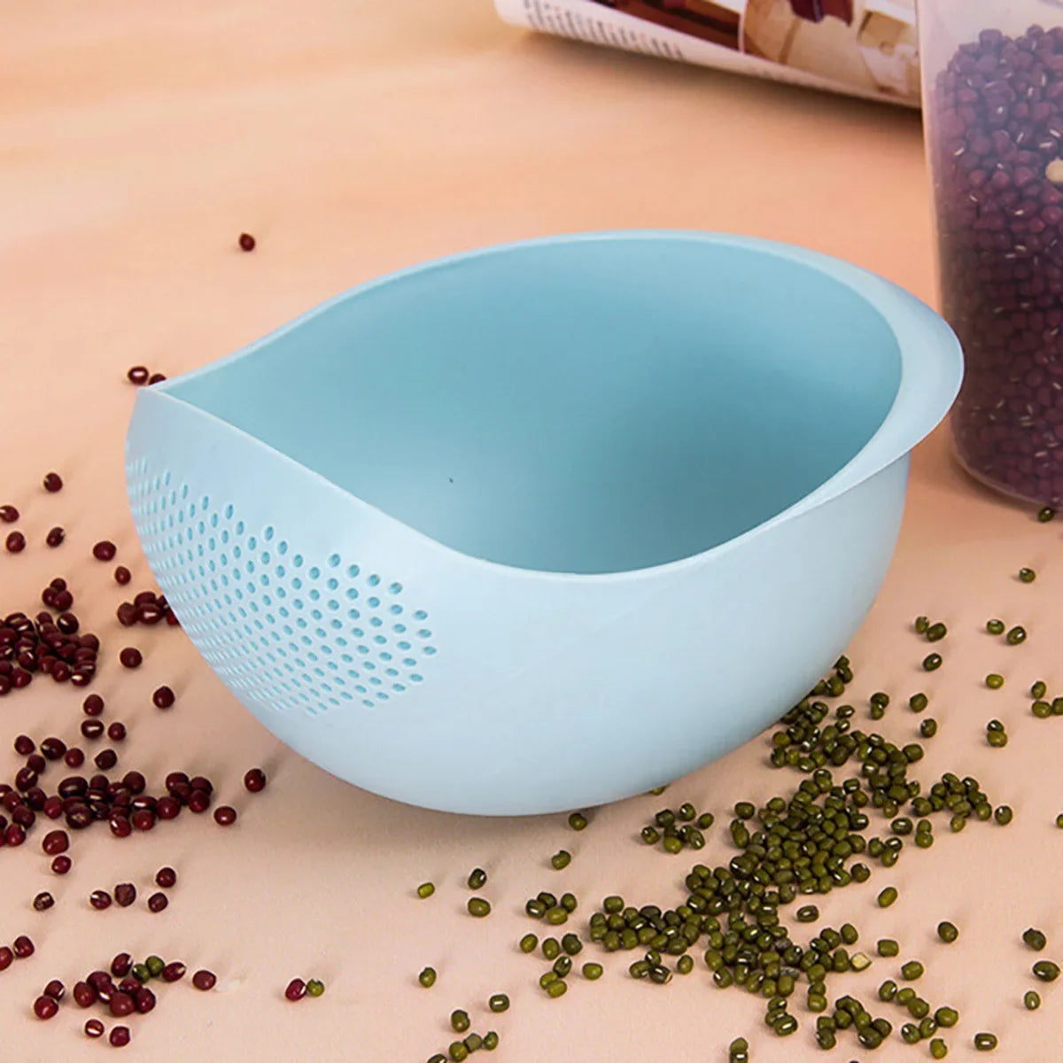 1PC Fruit Bowl Washing Drain Basket Rice Bowl Drain Basket with Handle Washing Basket Home Kitchen Organizer