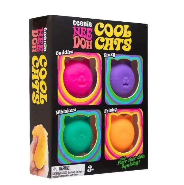 NEEDOH Cool Cat Squishy Toys Slow Rise Sensory Fidget Toys 4 Pack Teenie Cool Cats Squishies Sensory Fidget Toys Party Favors