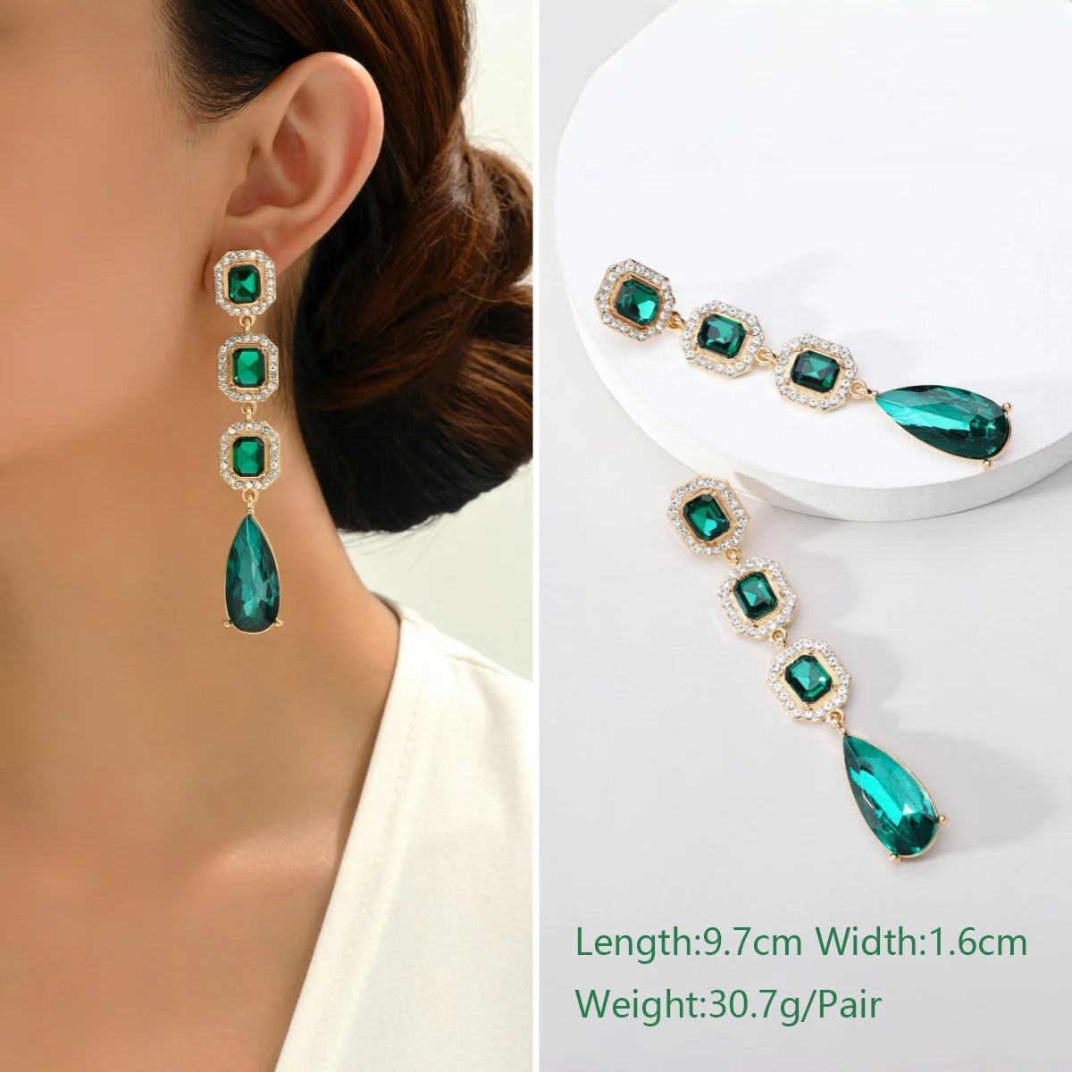 1 Pair Elegant Luxury Rhinestone Floral Earrings Women's Vintage Jewelry Party Prom Banquet Formal Accessories