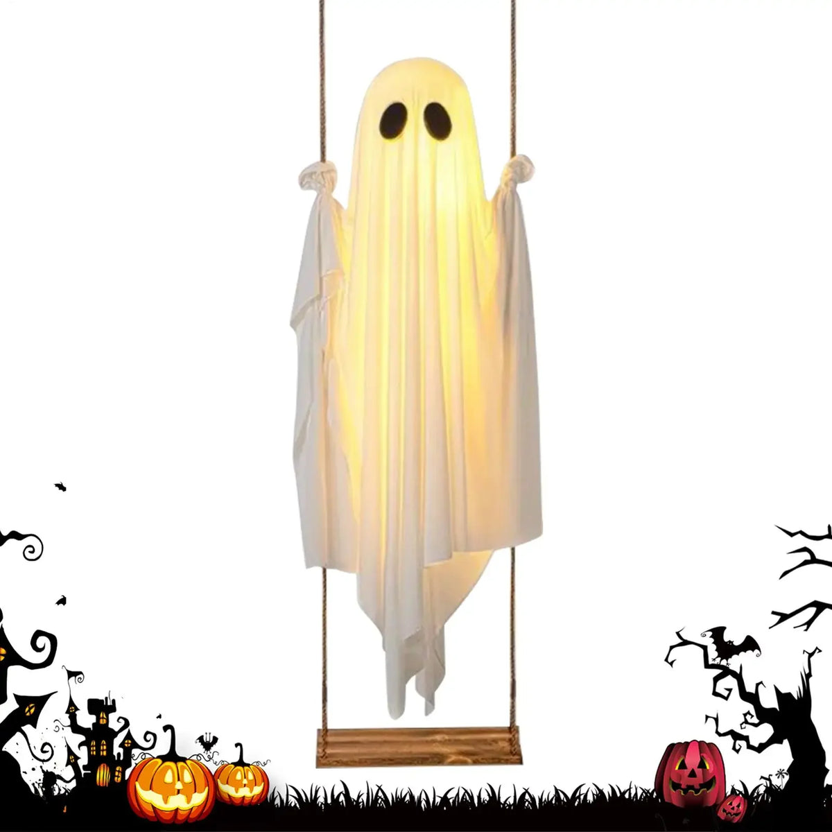 5ft Halloween Ghost Decor Large Spooky Cute Horror Ghost Porch Decor Outdoor For Yard Garden Porch Patio Lawn Pathway Tree Front