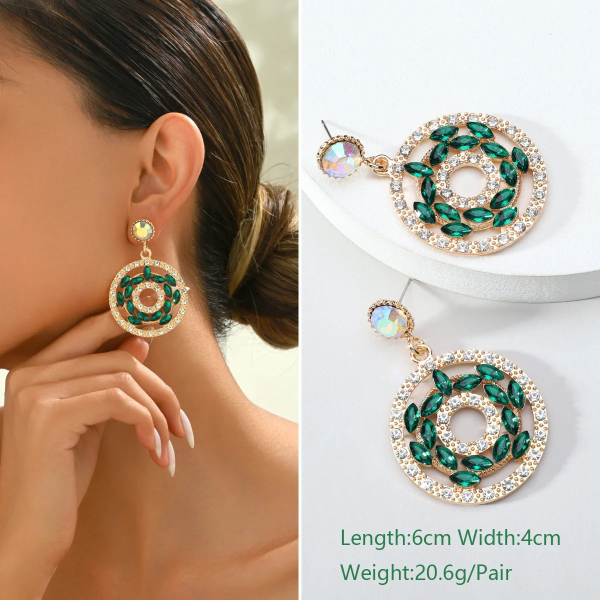 1 Pair Elegant Luxury Rhinestone Floral Earrings Women's Vintage Jewelry Party Prom Banquet Formal Accessories