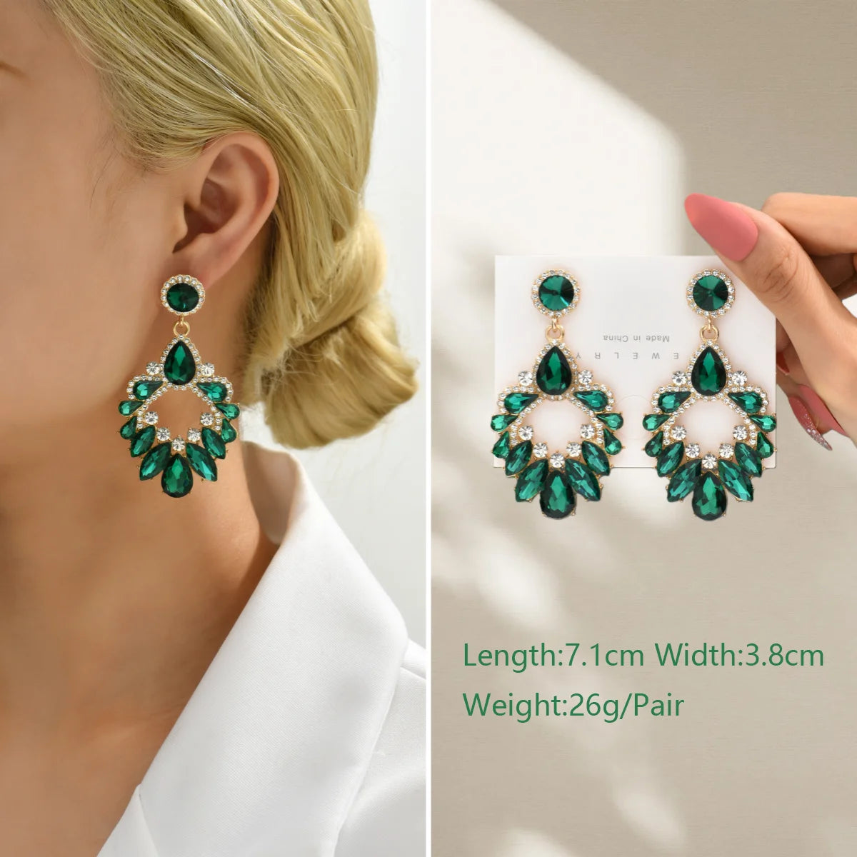 1 Pair Elegant Luxury Rhinestone Floral Earrings Women's Vintage Jewelry Party Prom Banquet Formal Accessories