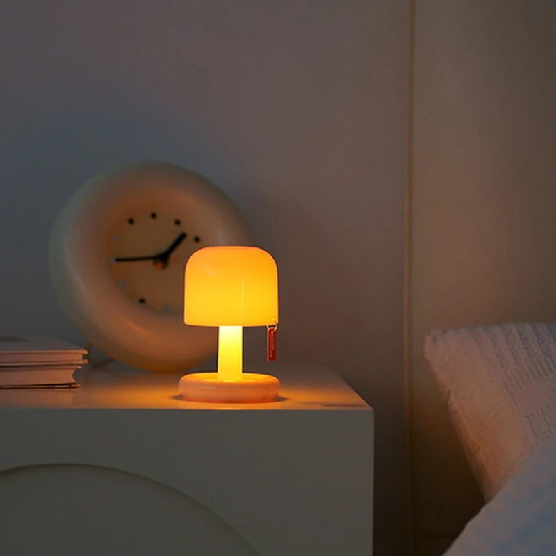 USB Rechargeable Mini Mushroom LED Lamp Sunset Ambient Night Light Portable Table Lamp For Bedroom Bedside Decoration  Clearance