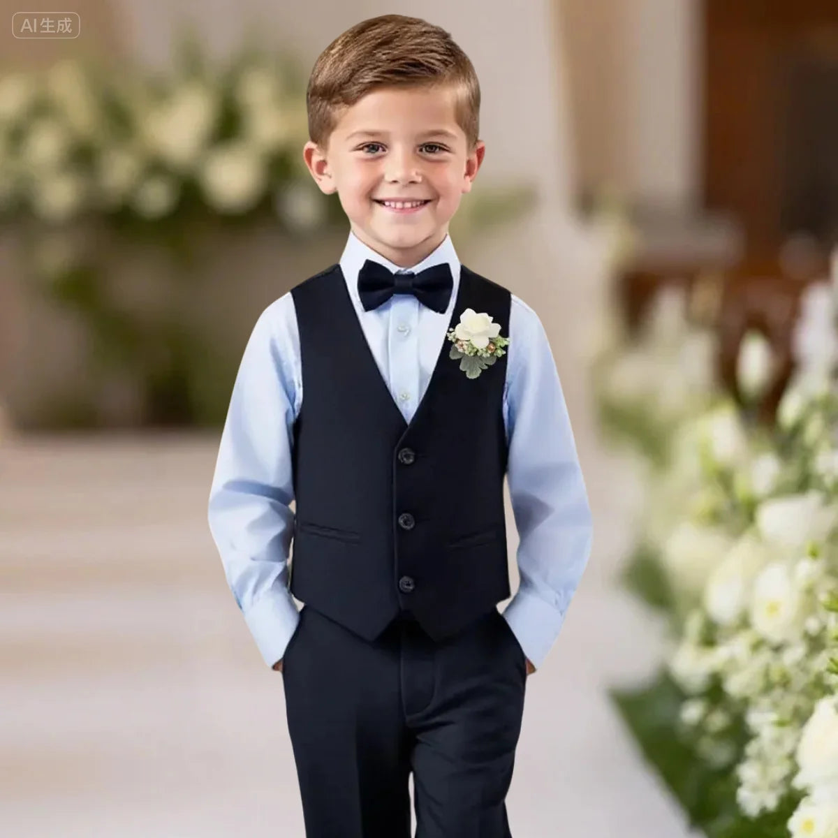 Baby Boy Clothes Toddler Wedding Outfit Set Kid Easter Church Suit Infant Chrimas Halloween Xmas Formal Birthday Party Gift 6PCS