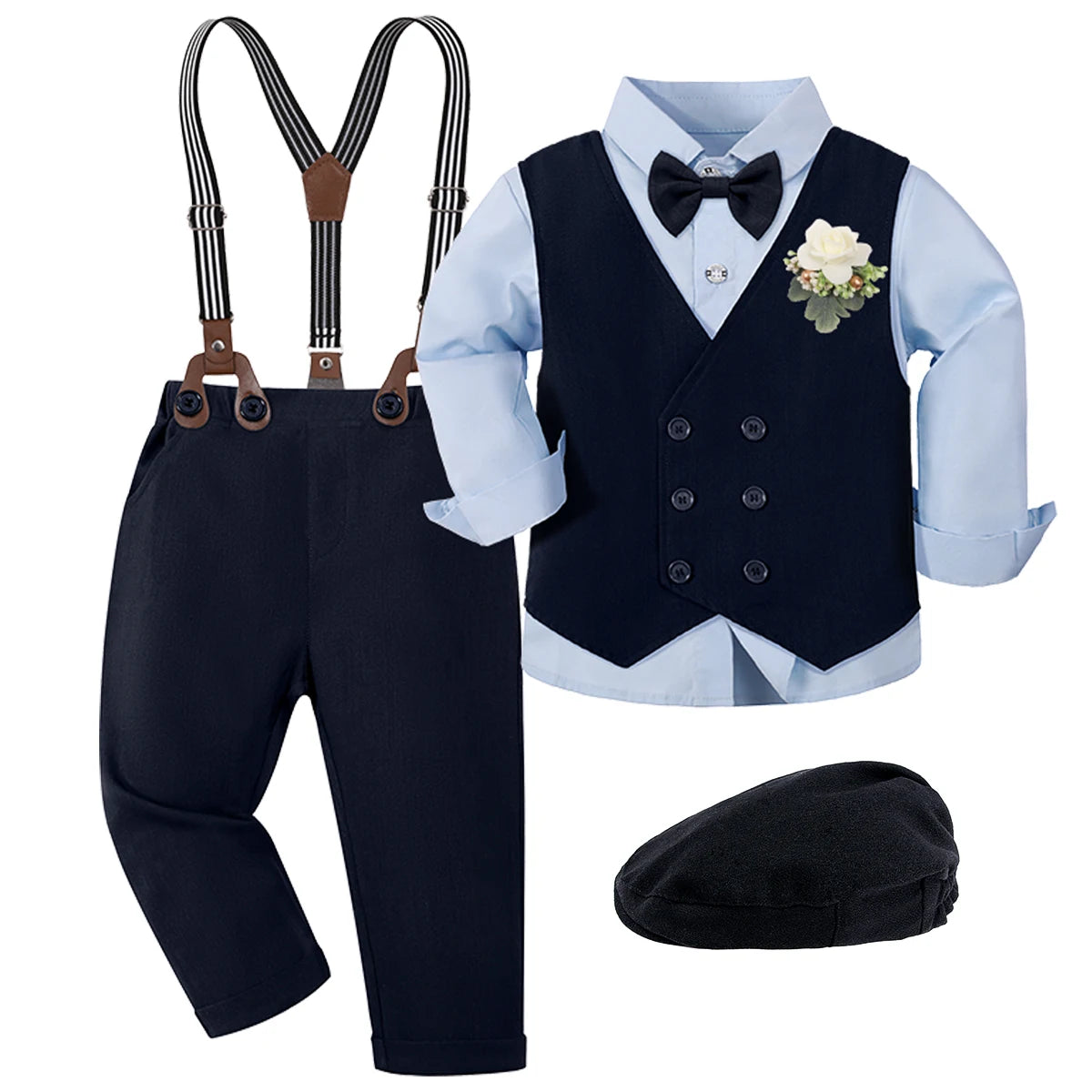 Baby Boy Clothes Toddler Wedding Outfit Set Kid Easter Church Suit Infant Chrimas Halloween Xmas Formal Birthday Party Gift 6PCS