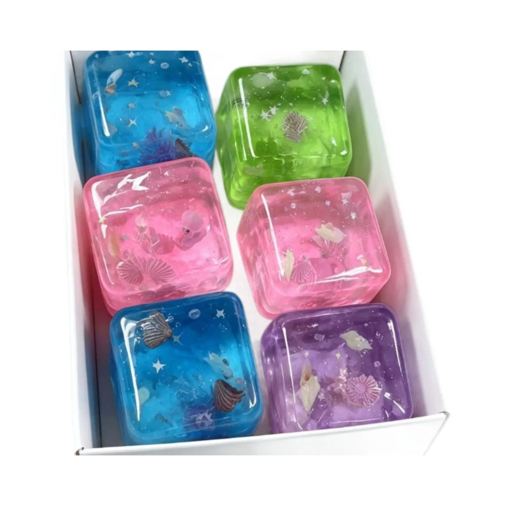 Squishy Stress Toy Cube Ocean Sensory Fidget Toy Slow Rise Squishy Toys for Kids and Adults Squeeze Relax Gift