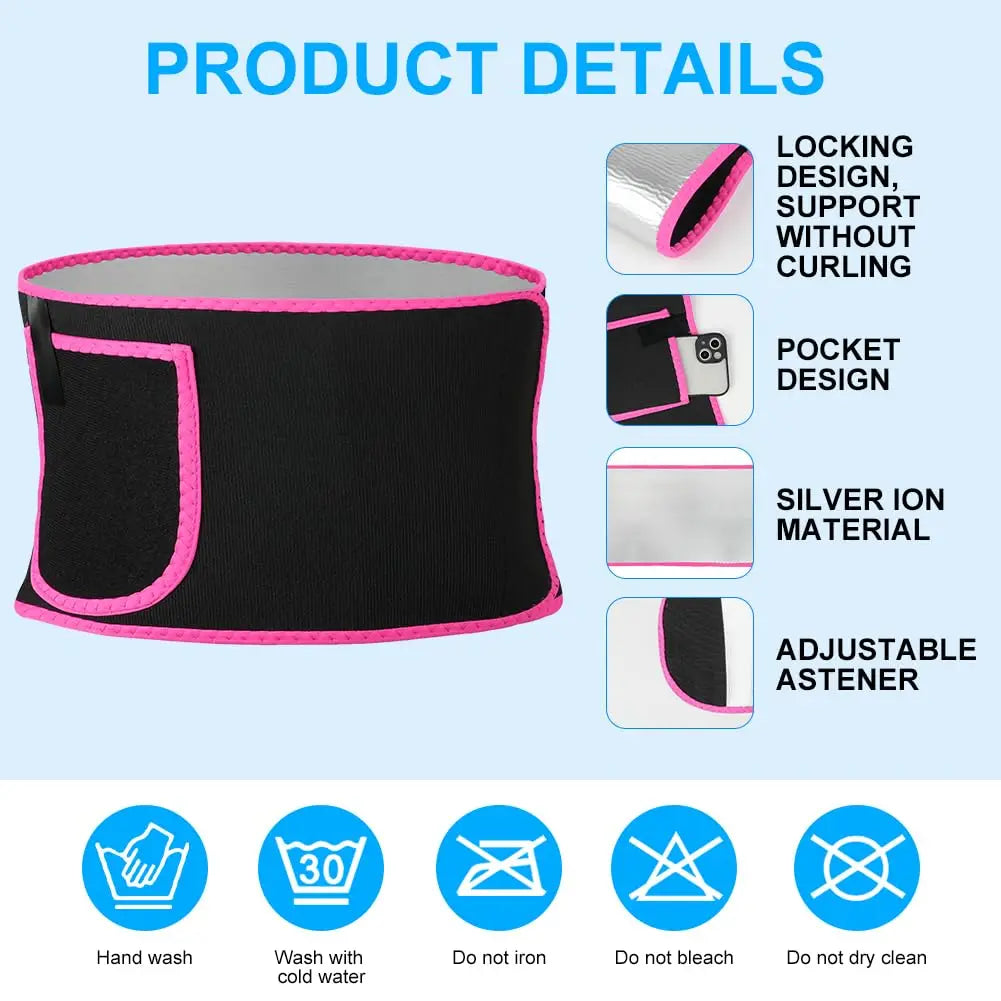 Weight loss waist trainer for men and women, adjustable waist trim sweat belt, sauna effect fat burning exercise belt, back wais