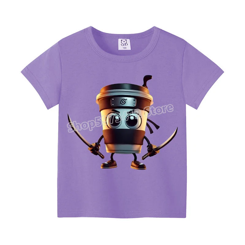 Italian Brainrot Colorful Shirt Summer Short Sleeve T-Shirt Boy Cute Clothes Kid Cotton Anime Tops Cartoon Digital Baby Tee Gift