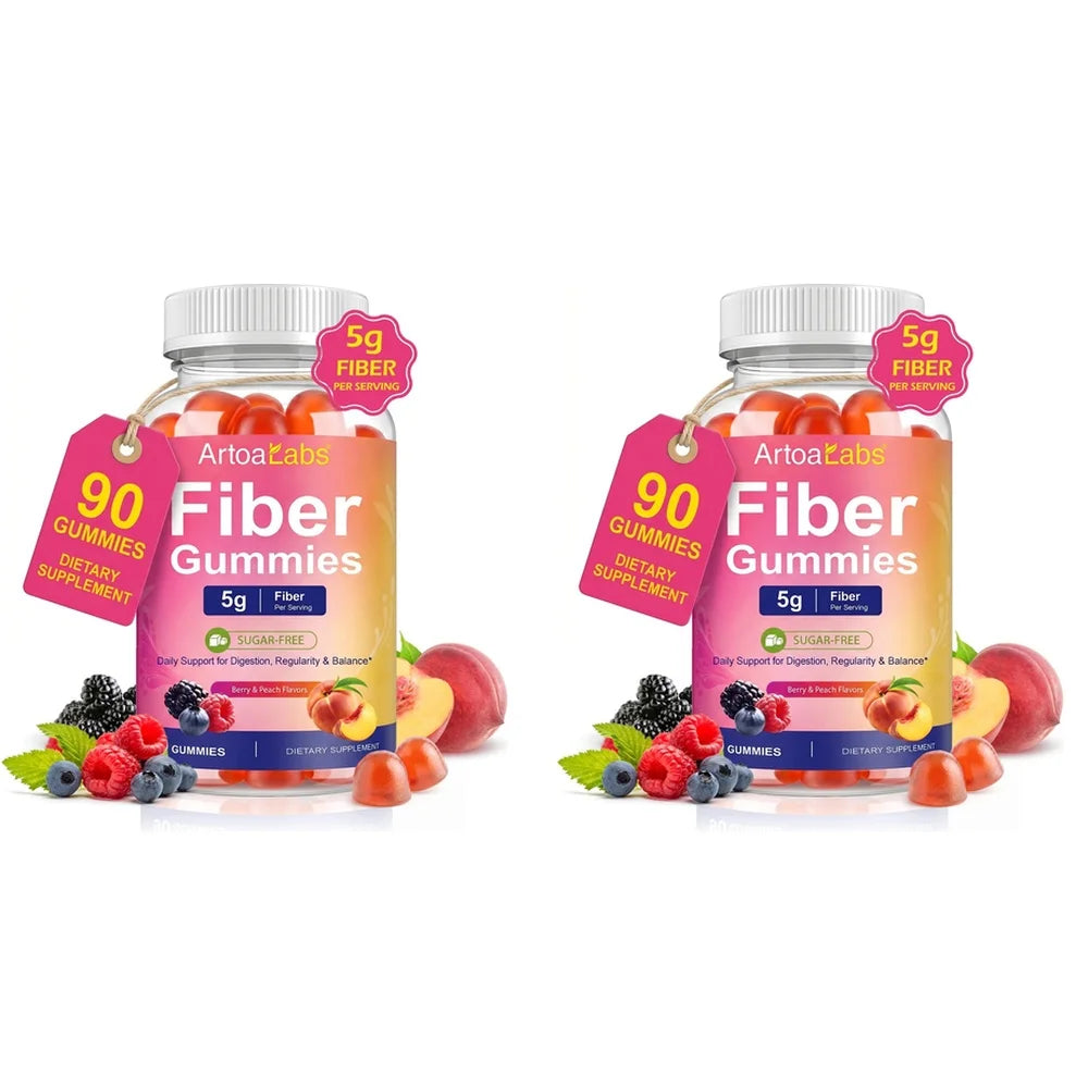 ArtoaLabs Vegan Pectin Fiber Gummies, Sugar-Free, 5g Fiber Per Serving To Support Gut Health & Nutrient Absorption - 90 Gummies