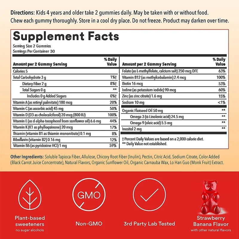 Kids Multivitamins Gummies - Promote Brain Development, Enhance Immunity, Increase Energy, Maintain Vitality and Health