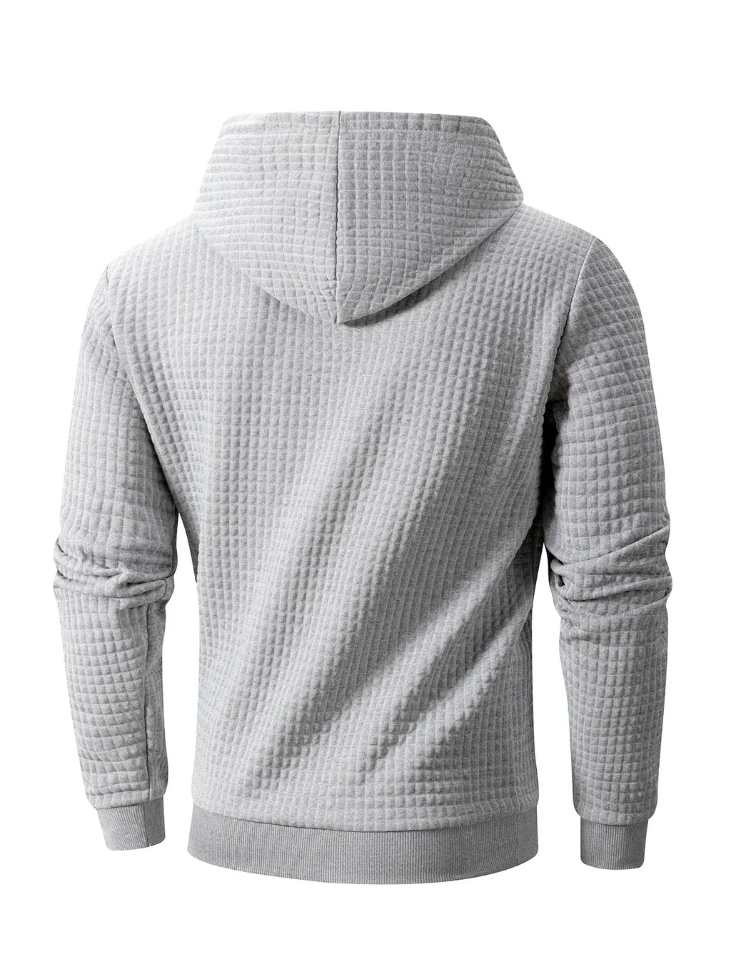 New Autumn Men's Hoodie Waffle Pattern Long Sleeve Sweatshirt Solid Color Casual Warm Pullover Outdoor Sportswear Men's Clothing