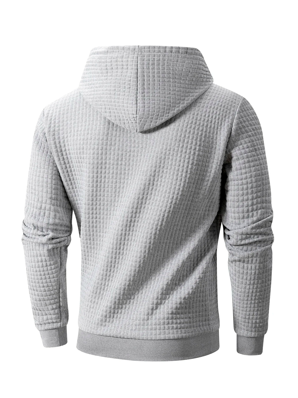 New Autumn Men's Hoodie Waffle Pattern Long Sleeve Sweatshirt Solid Color Casual Warm Pullover Outdoor Sportswear Men's Clothing