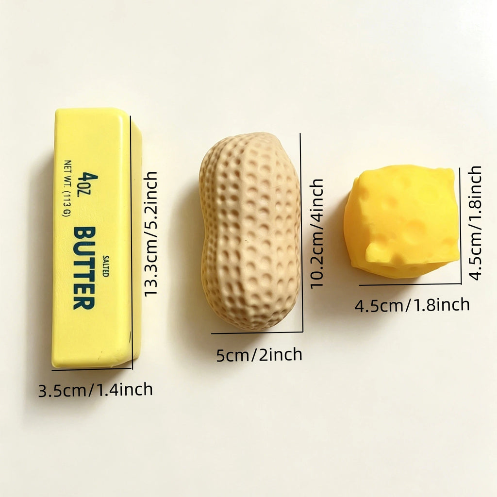 Cute Simulated Butter Cheese Peanut Squishy Toys, Squeeze Stress Relief Dough Balls, Ideal Party Birthday Christmas Gif