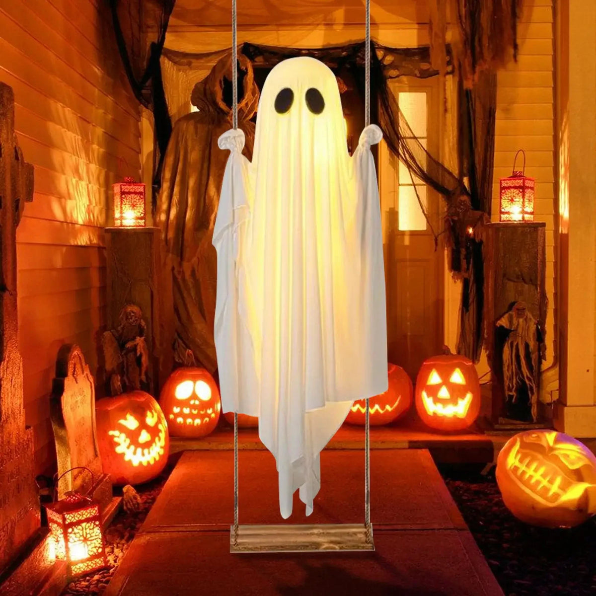 5ft Halloween Ghost Decor Large Spooky Cute Horror Ghost Porch Decor Outdoor For Yard Garden Porch Patio Lawn Pathway Tree Front