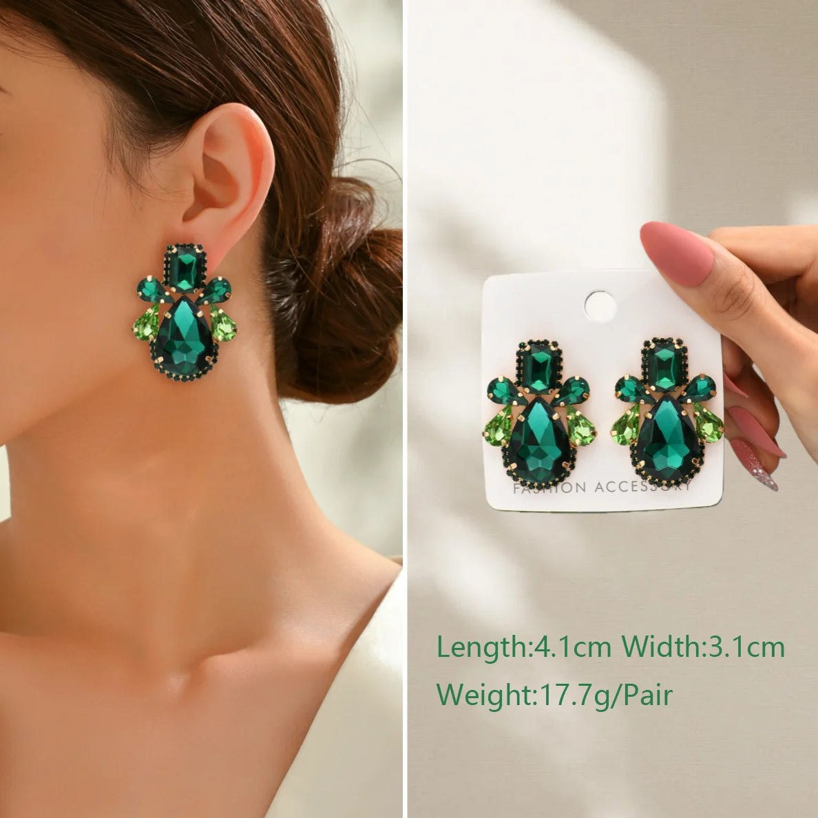 1 Pair Elegant Luxury Rhinestone Floral Earrings Women's Vintage Jewelry Party Prom Banquet Formal Accessories