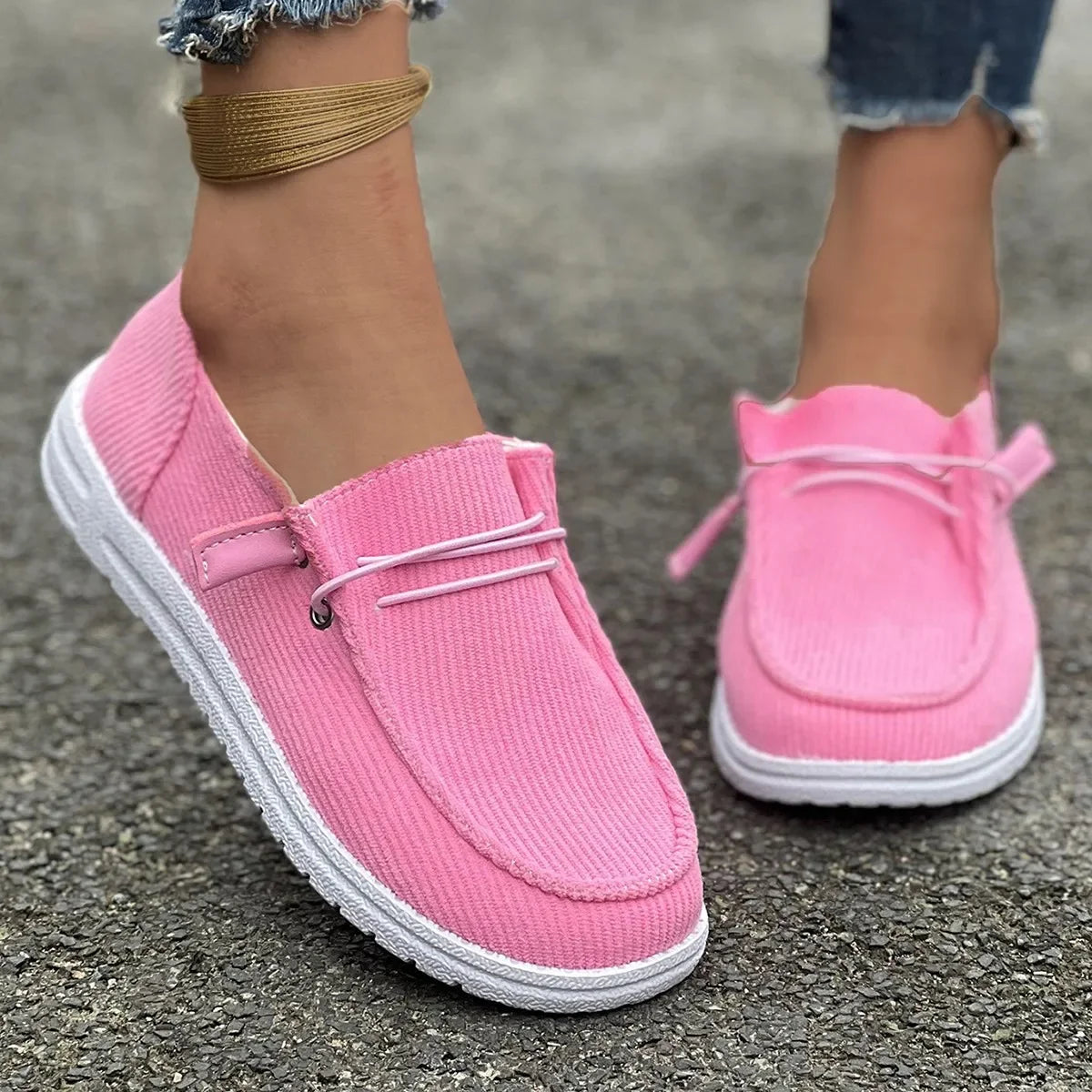 New Women Casual Comfortable Flat Shoes Women Solid Lace-up Loafers Women Fashion Sports Shoes Zapatos De Mujer 2025