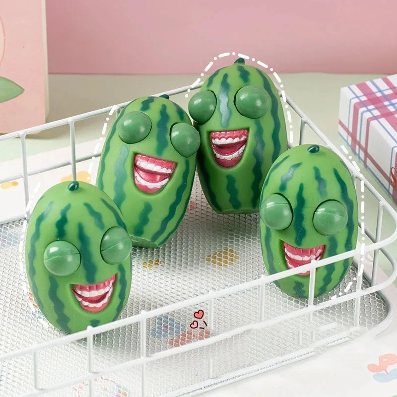 Funny Watermelon Pop Out Eyes Squishy Fidget Toys Anti-Stress Balls Fidget Vent Squeeze Stare Prank Toy Kids Birthday Gifts