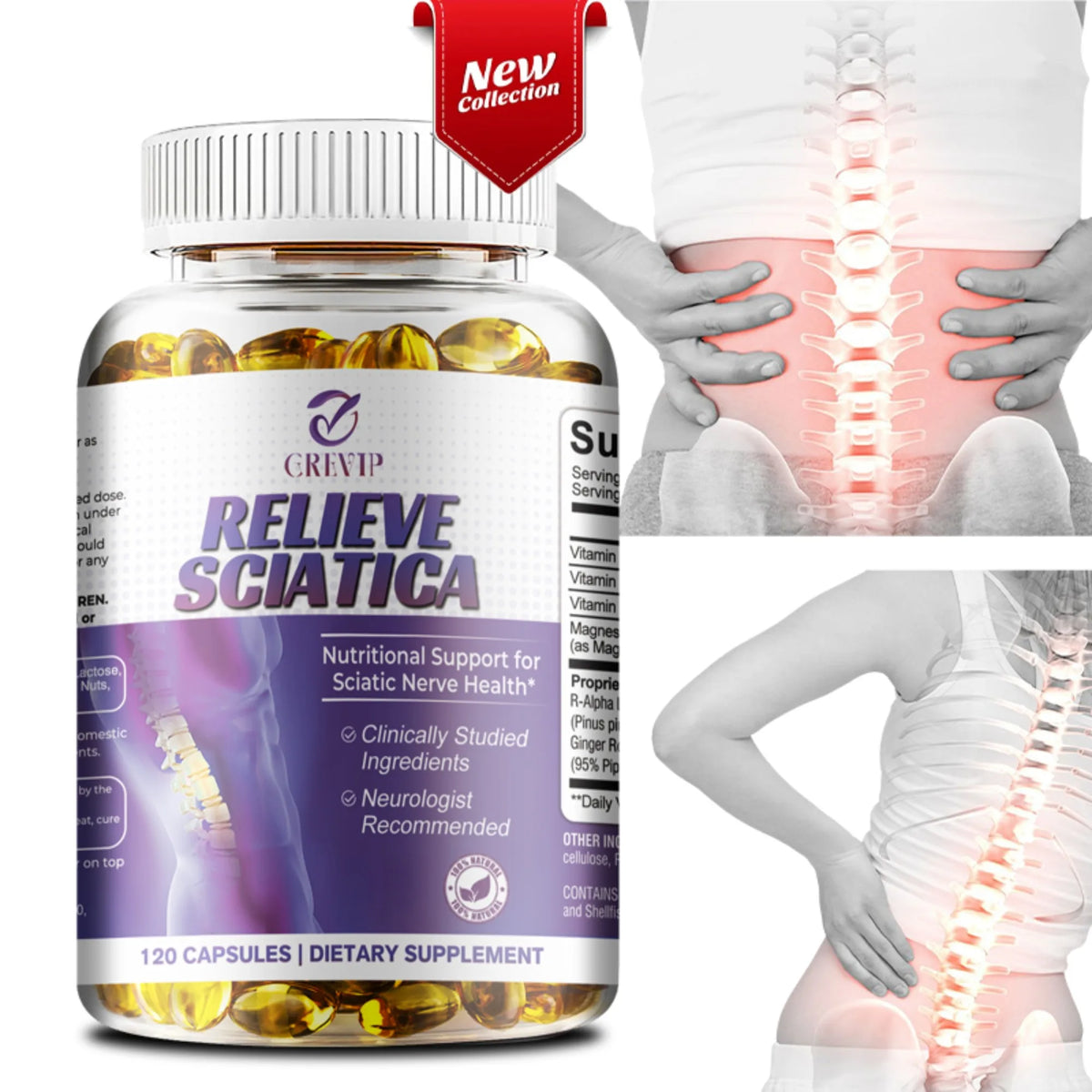 Sciatic Nerve Relief - Alpha Lipoic Acid - Promotes Sciatic Nerve Comfort and Relieves Nerve Pain - 60 Capsules