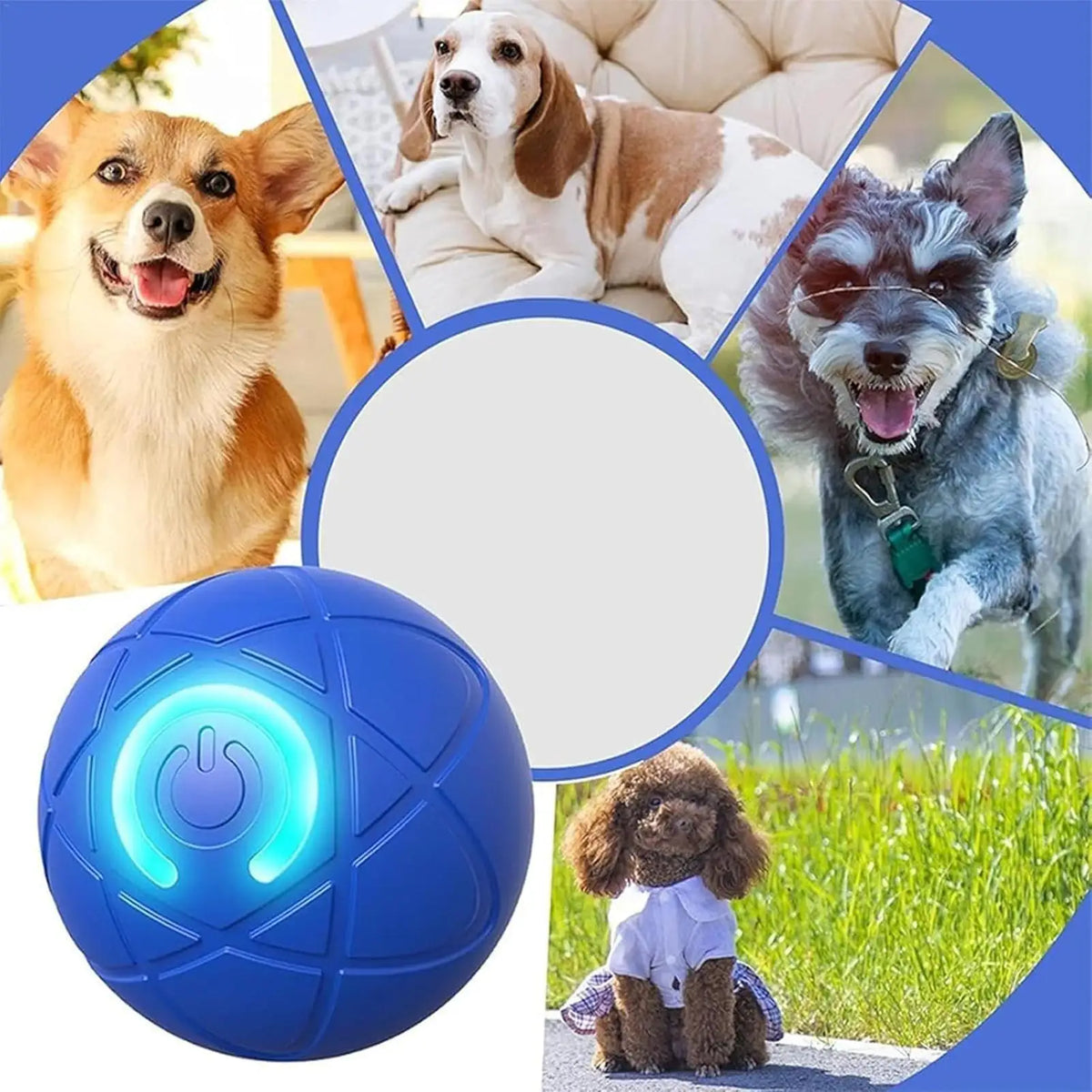 Electric Rolling Ball Dog Toy Vibrating Rolling Puppy Ball Smart Interactive Pet Toy Ball with LED Light USB Charging Rolling