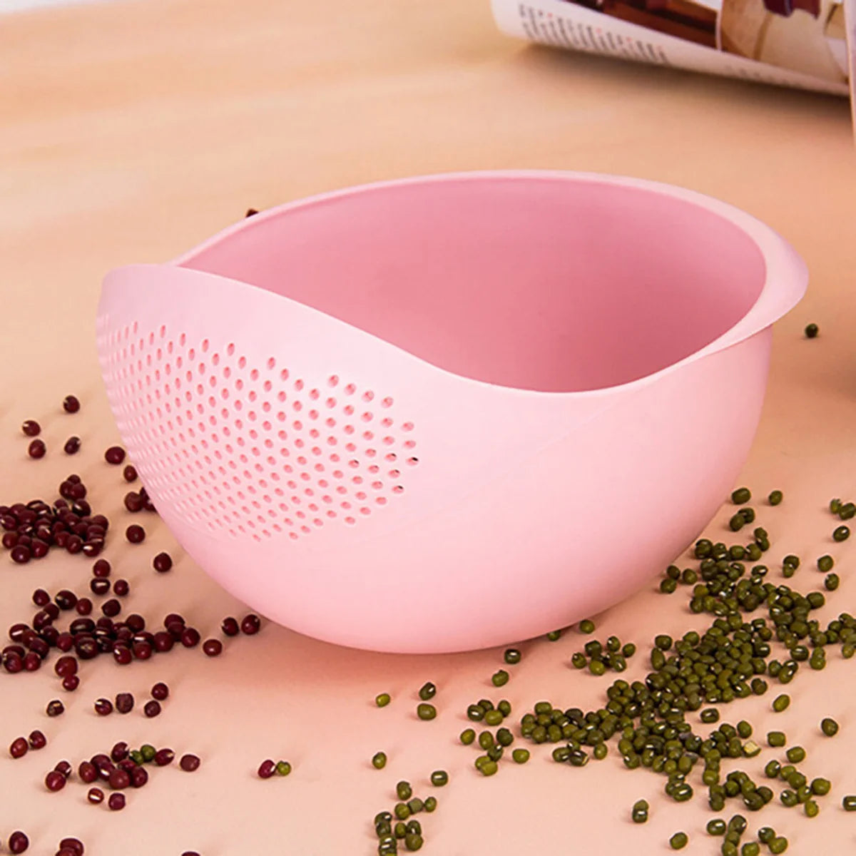 1PC Fruit Bowl Washing Drain Basket Rice Bowl Drain Basket with Handle Washing Basket Home Kitchen Organizer